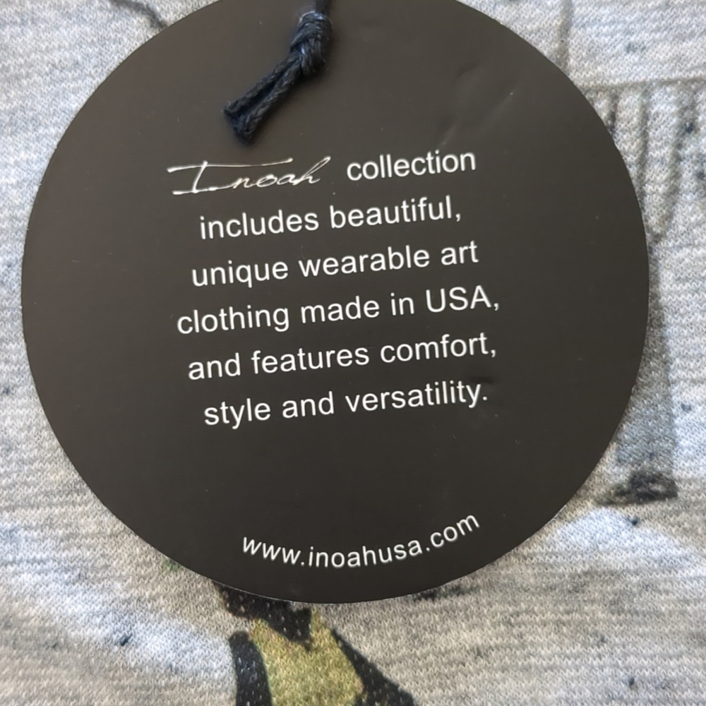 NWT Inoah Long Sleeve Shirt Medium Curve Hem Gray People Dancing Art To Wear - Picture 7 of 13